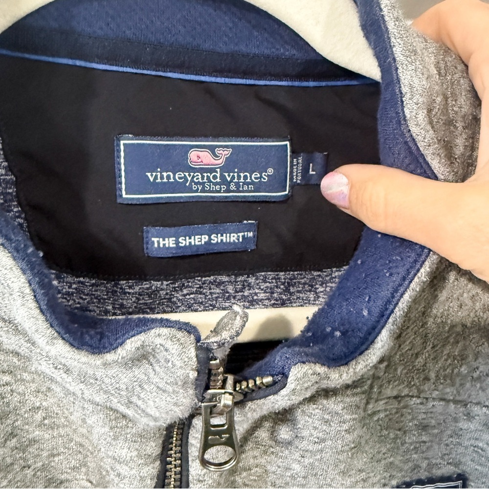 Vineyard Vines Shep Shirt Gray Quarter Zip Pullover Size Large - Picture 4 of 6